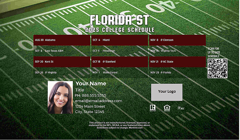 Picture of Florida St Personalized Football-Shaped Football Magnet 2024