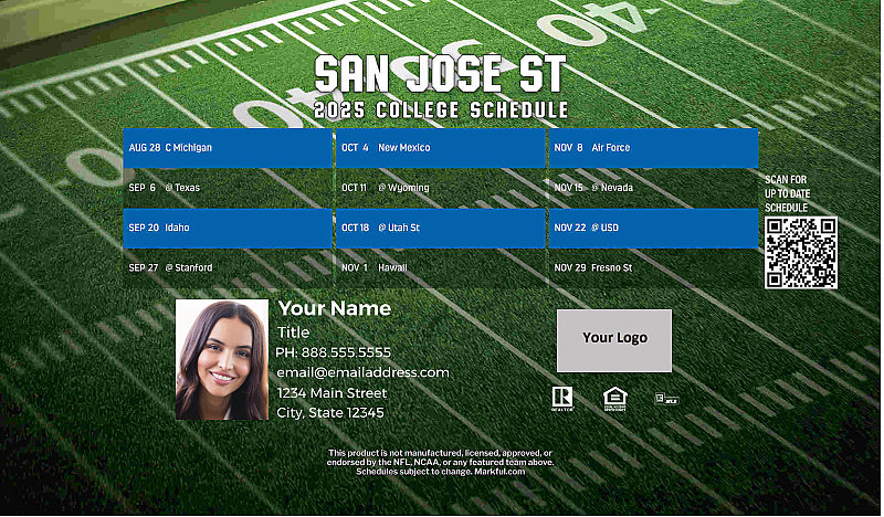 Picture of San Jose St Personalized Football-Shaped Football Magnet 2024