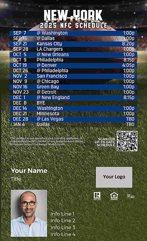 Picture of New York Giants Custom Full Football Magnets 2024