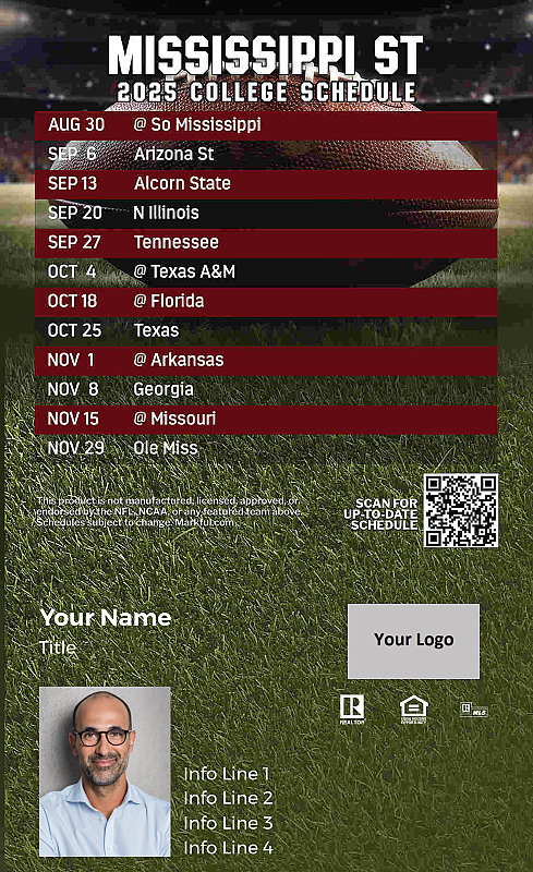Picture of Mississippi St Custom Full Football Magnets 2024