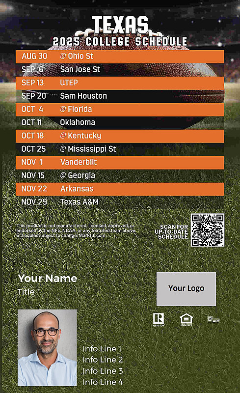 Picture of U of Texas Custom Full Football Magnets 2024