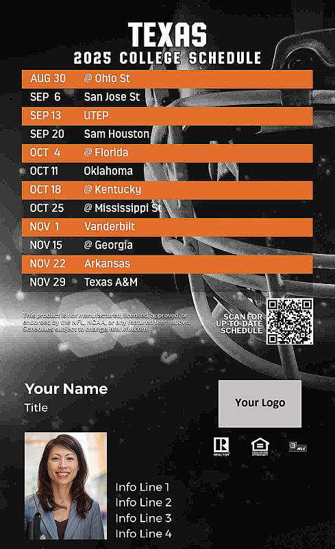 Picture of U of Texas Custom Full Football Magnets 2024