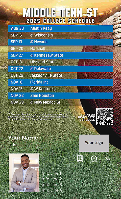 Picture of Middle Tennessee St Custom Full Football Magnets 2024