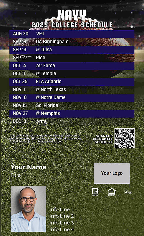 Picture of Navy Custom Full Football Magnets 2024