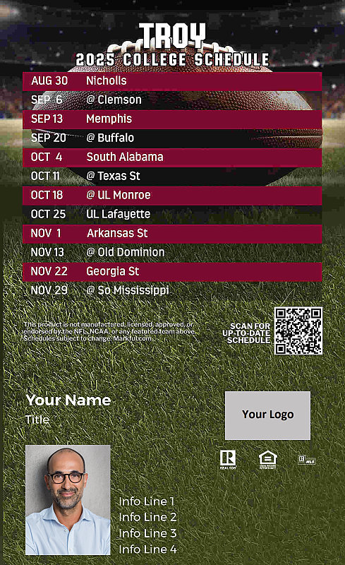 Picture of Troy U Custom Full Football Magnets 2024
