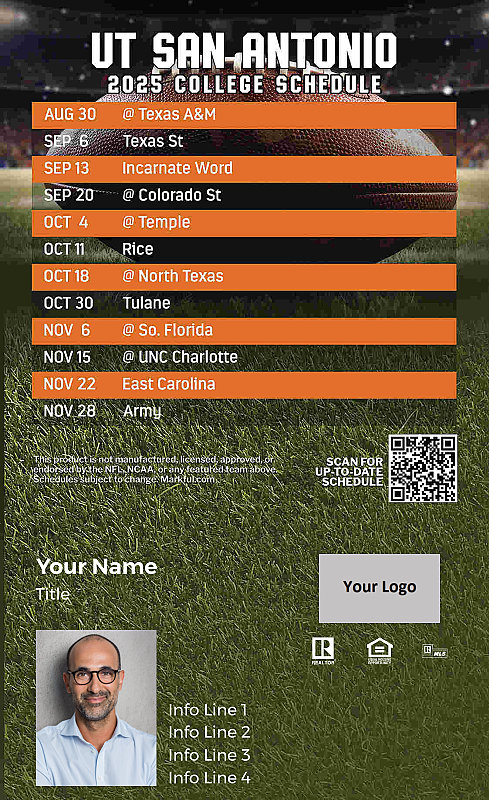 Picture of U of Texas at San Antonio Custom Full Football Magnets 2024