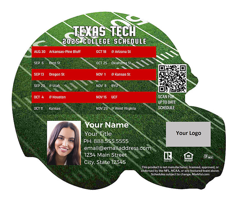 Picture of Texas Tech Personalized Helmet-Shaped Football Magnet 2024