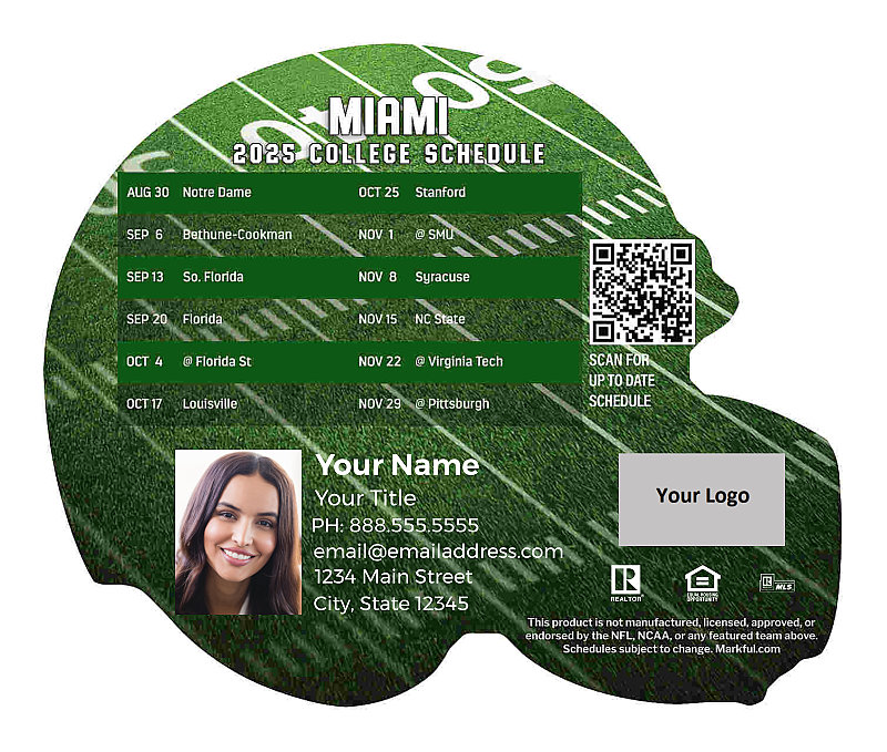 Picture of U of Miami Personalized Helmet-Shaped Football Magnet 2024
